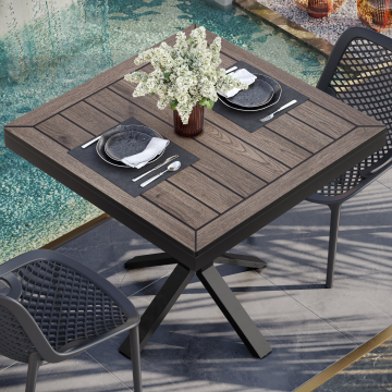YACHT STEEL | Gastro CDF Außen Tischplatte | 70 x 70 x 4,2 cm | Light Wenge | Quadratisch