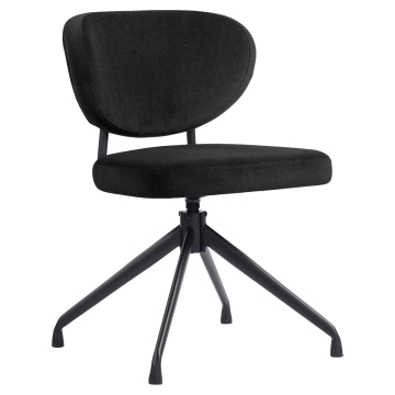 Yara | Hotel Stuhl | Schwarz | Samt | Drehfuß | Gestell Schwarz