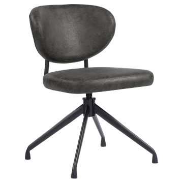 Yara | Hotellstol | Svart | Skinn | Svingbar base