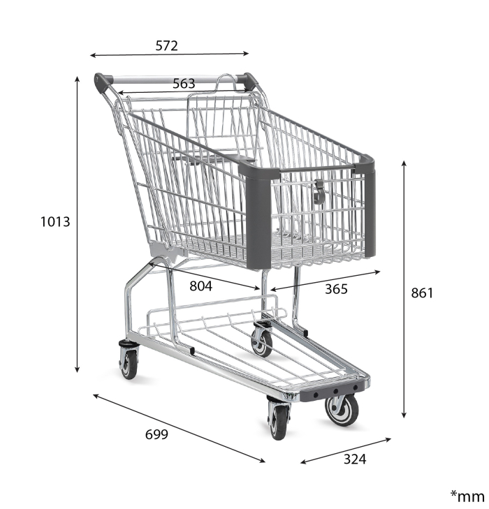 ZEUS | Shopping Trolley | 125 litres | Anthracite | + child seat | + Shelf